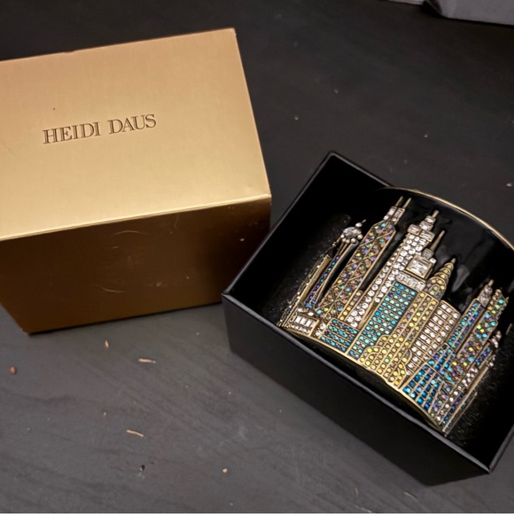 Heidi Daus Jewelry - Heidi Daus Cityscape Skyline Bracelet Cuff Swarovski crystals double hinged M-L